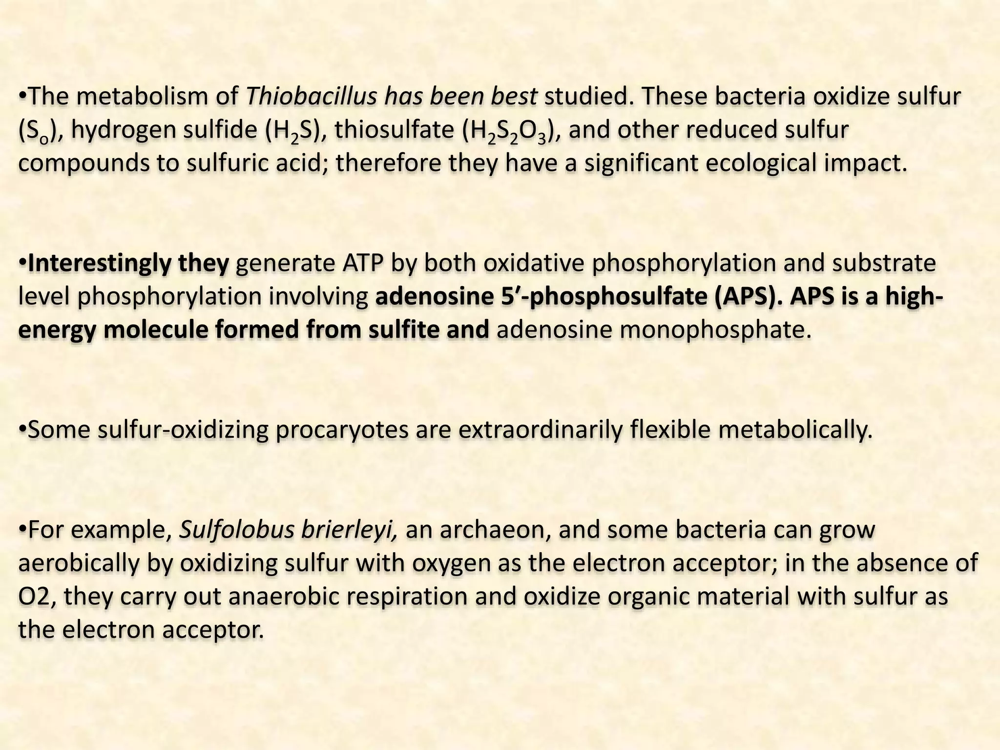 Chemolithotrophy sulfur oxidation metabolism | PPTX