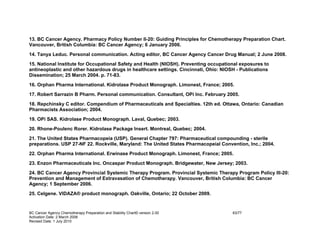CHEMOTHERAPY PREPARATION AND STABILITY CHART | PDF