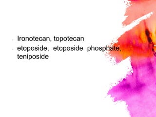 × Ironotecan, topotecan
× etoposide, etoposide phosphate,
teniposide
 