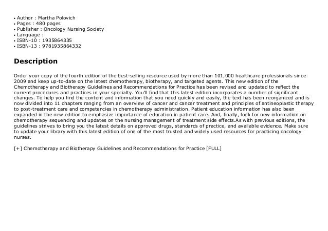 Chemotherapy and Biotherapy Guidelines and