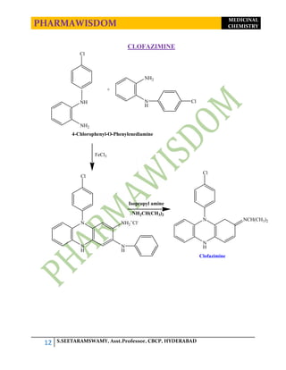 PHARMAWISDOM MEDICINAL
CHEMISTRY
12 S.SEETARAMSWAMY, Asst.Professor, CBCP, HYDERABAD
CLOFAZIMINE
NH
NH2
Cl
4-Chlorophenyl-...