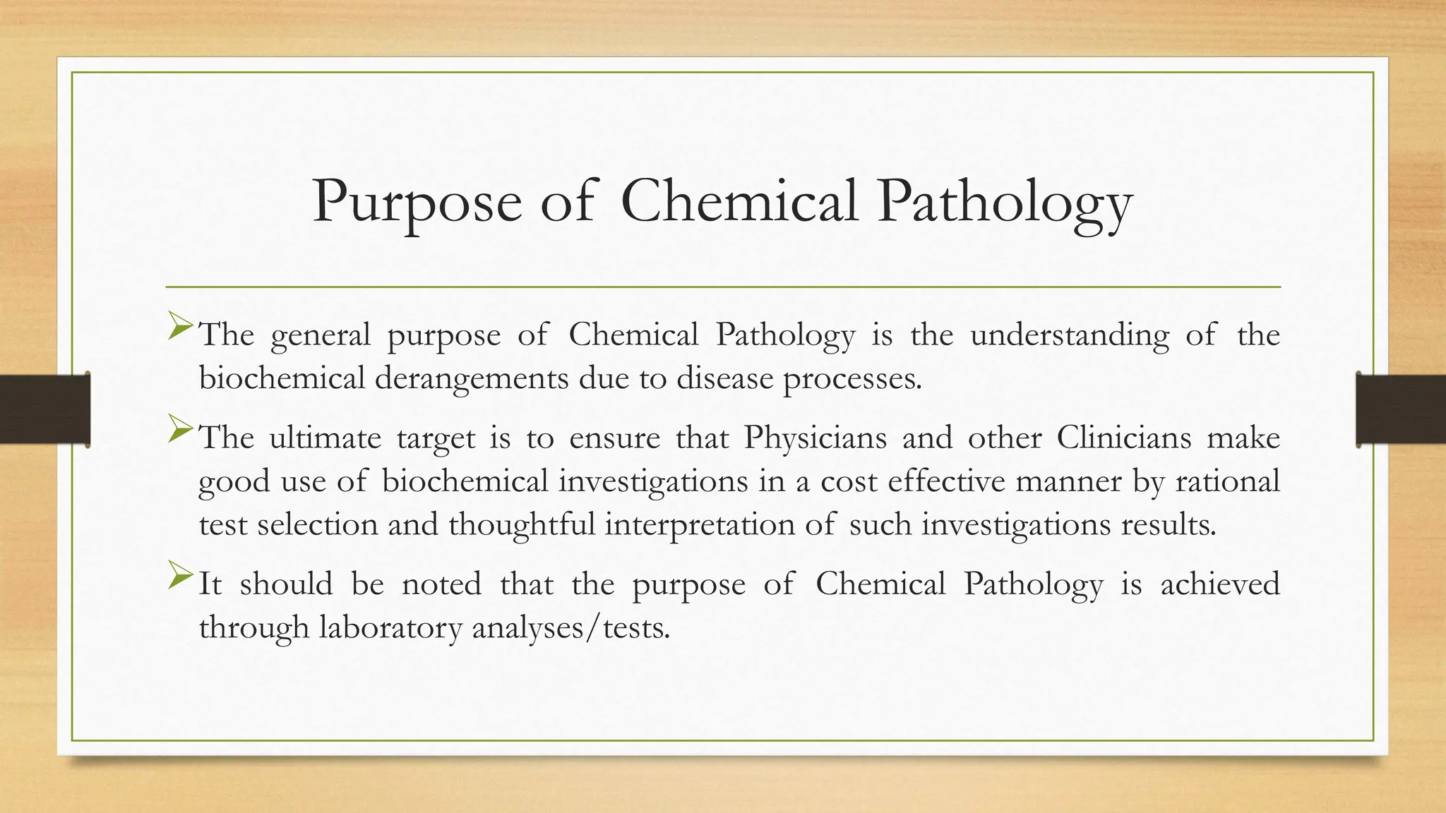 CHEM PATH 1; Introduction to Chemical Pathology and Laboratory Medicine ...