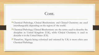 CHEM PATH 1; Introduction to Chemical Pathology and Laboratory Medicine ...
