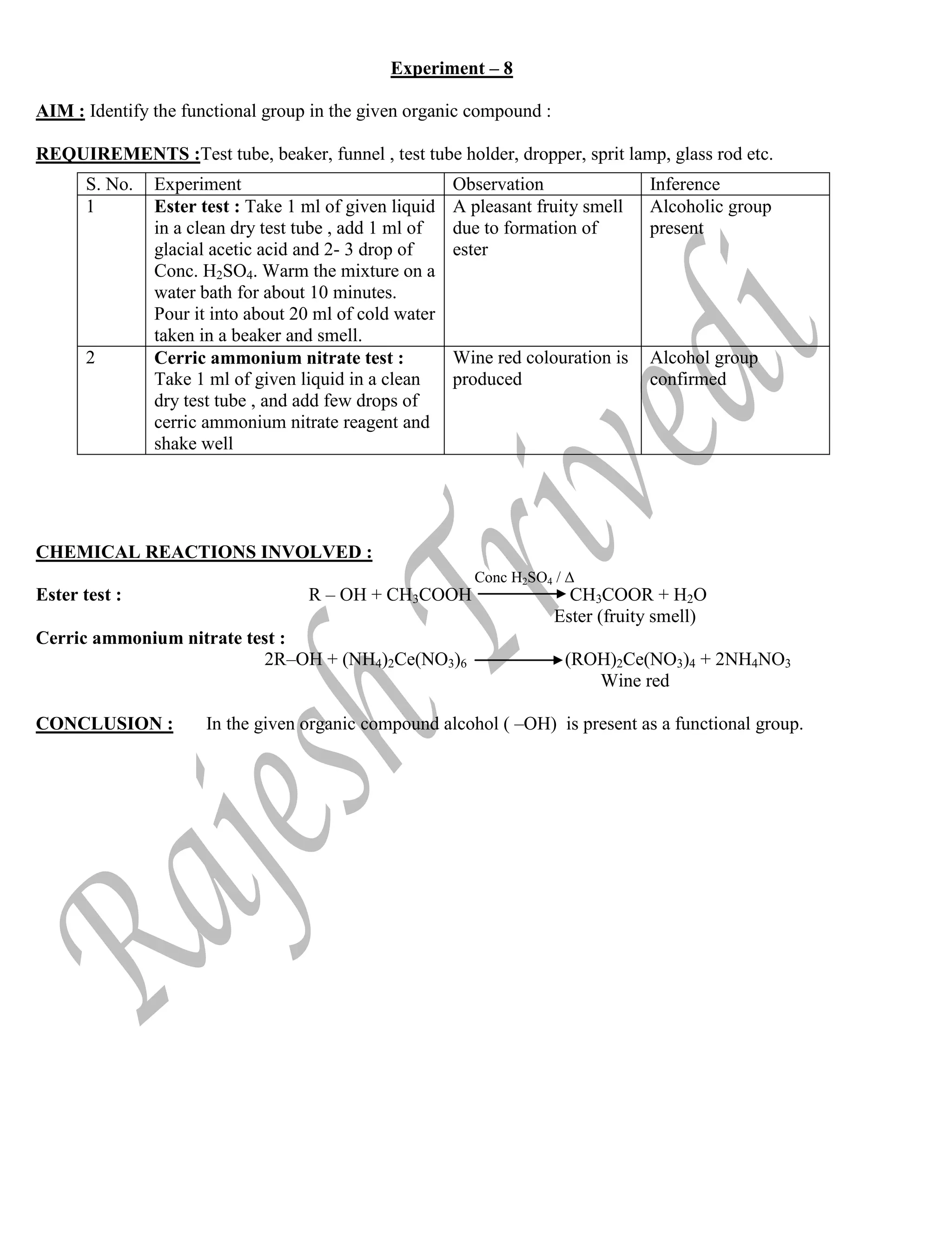 chemistry Practical Class 12th CBSE. | PDF