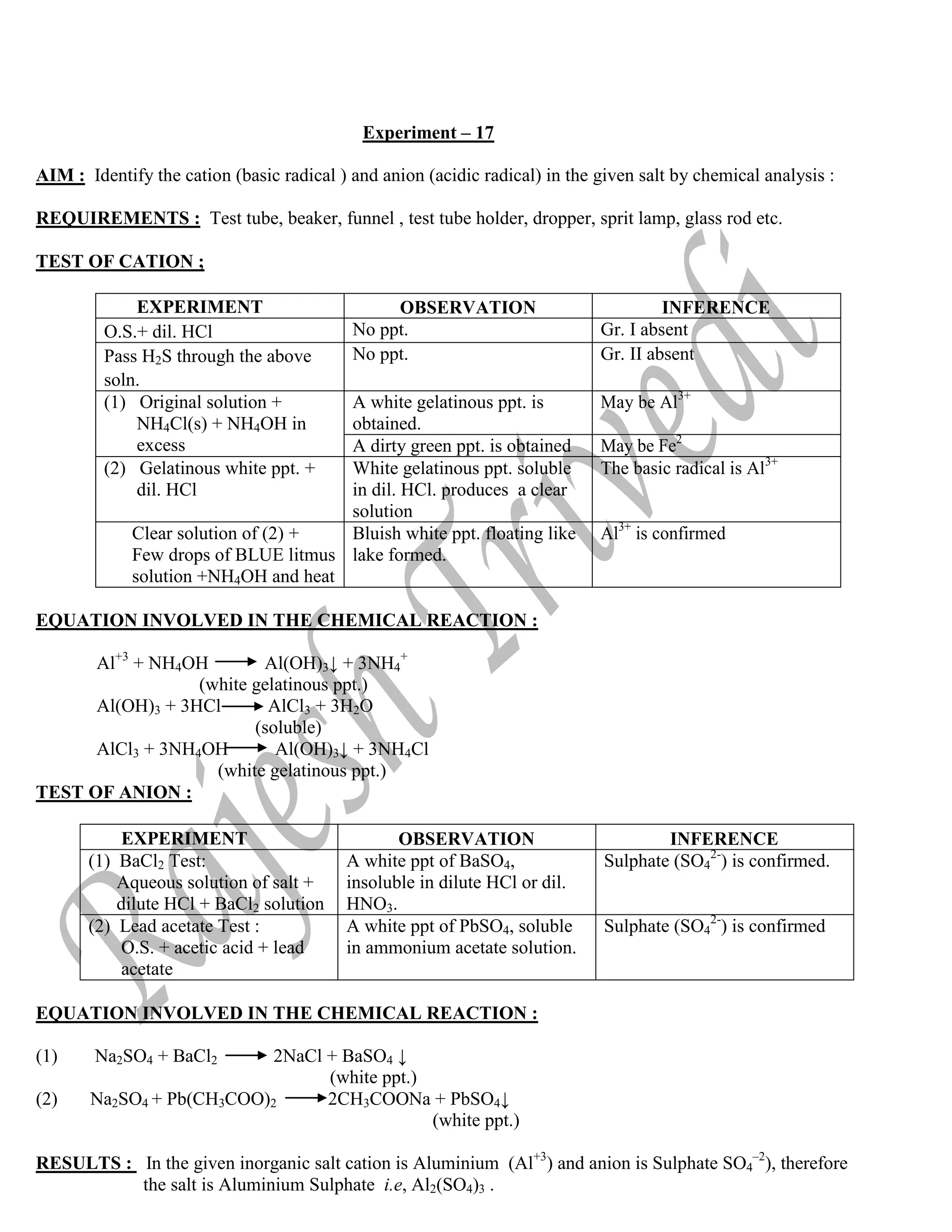 chemistry Practical Class 12th CBSE. | PDF | Chemistry | Science
