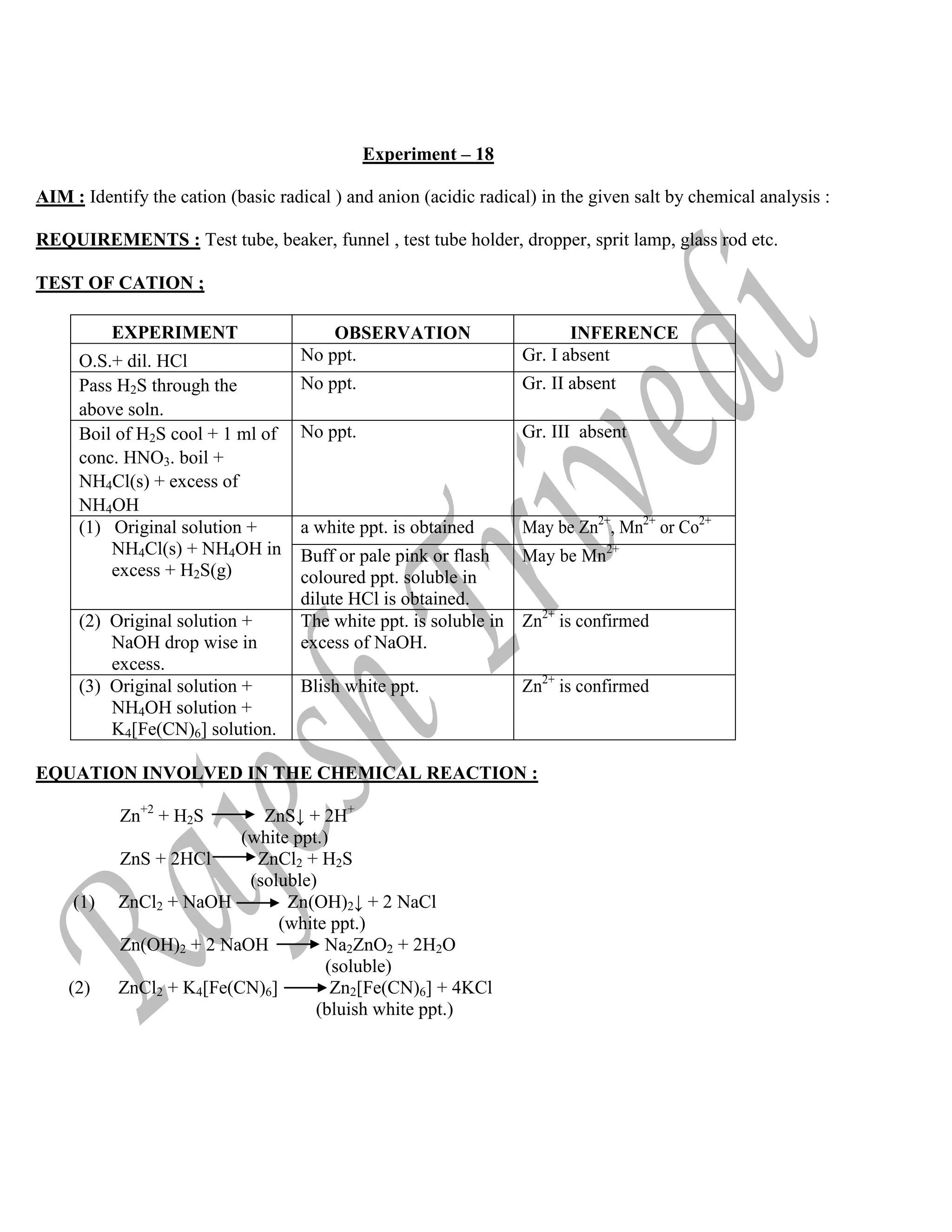 chemistry Practical Class 12th CBSE. | PDF