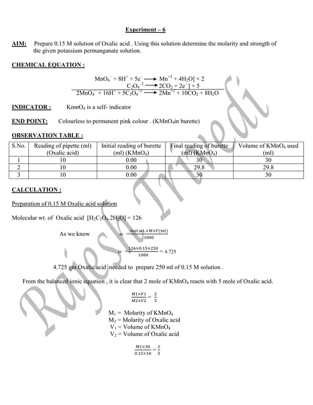 chemistry Practical Class 12th CBSE. | PDF | Chemistry | Science