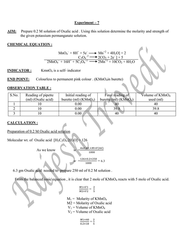 chemistry Practical Class 12th CBSE. | PDF | Chemistry | Science