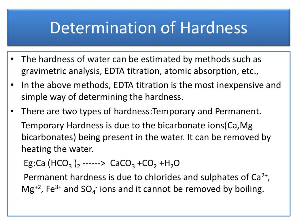 Determination of hardness of water