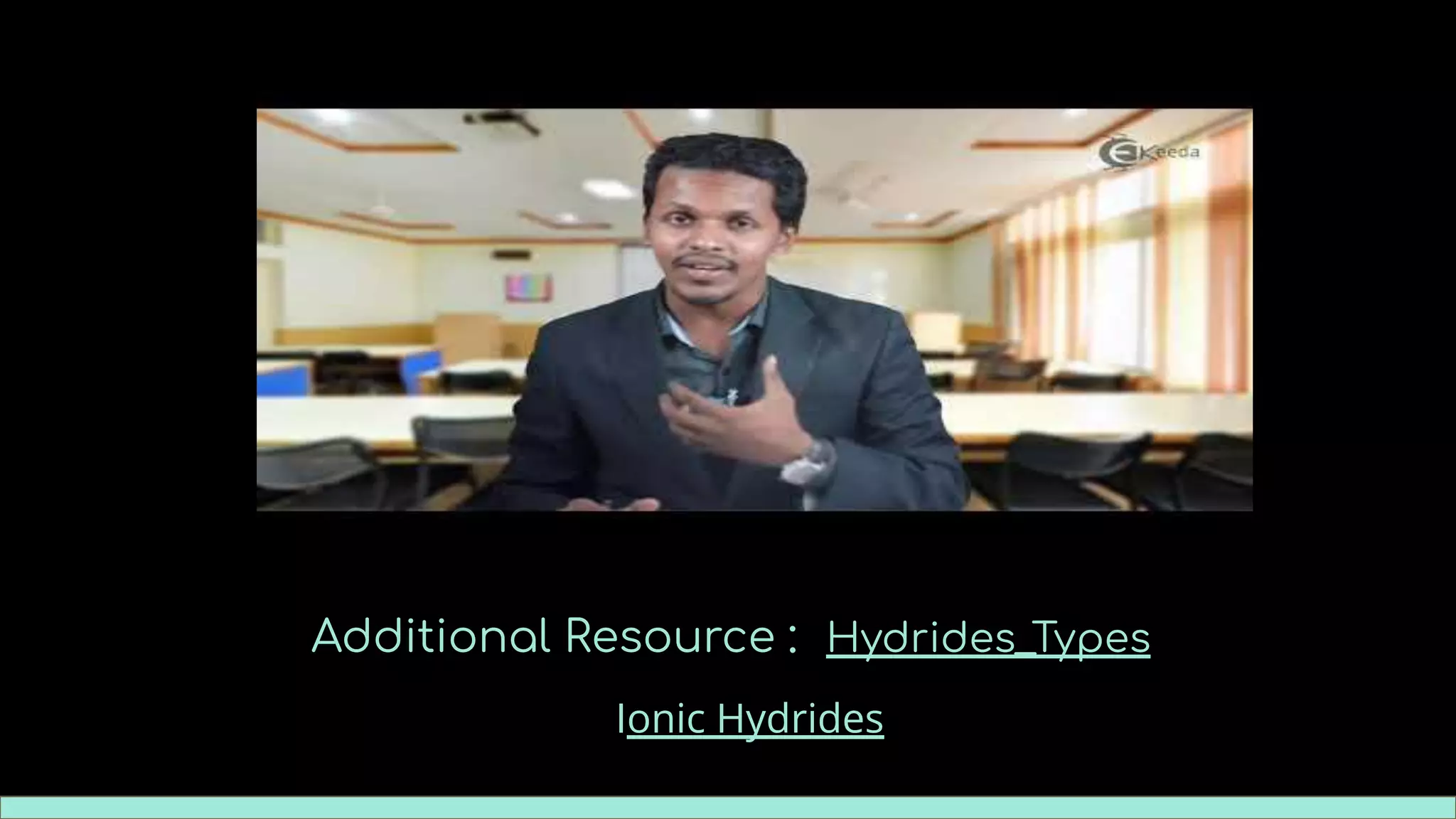 Additional Resource : Hydrides_Types
Ionic Hydrides
 