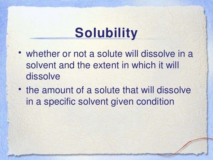 Factors Affecting Solubility