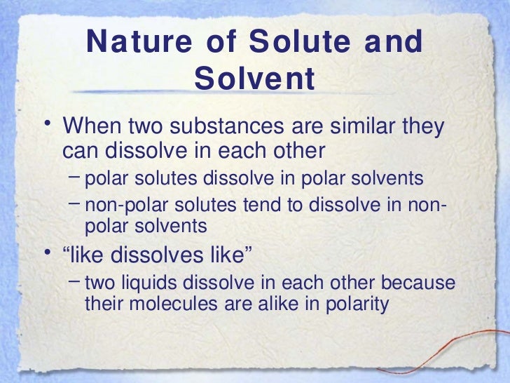 Factors Affecting Solubility