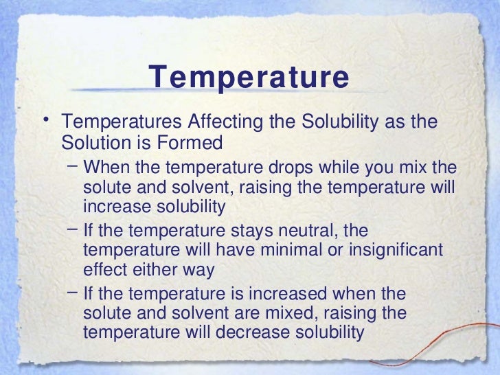 Factors Affecting Solubility