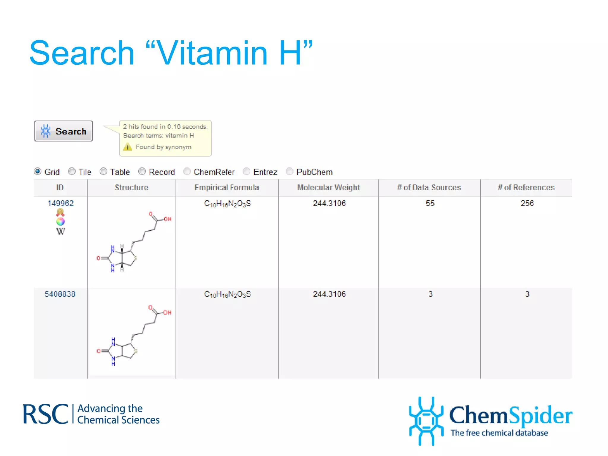 Search “Vitamin H” 
