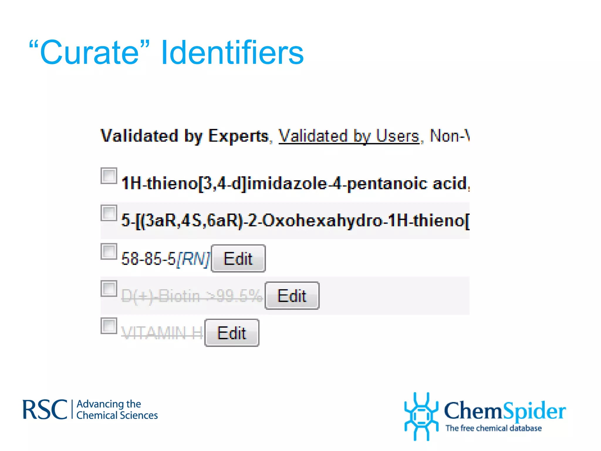 “ Curate” Identifiers 