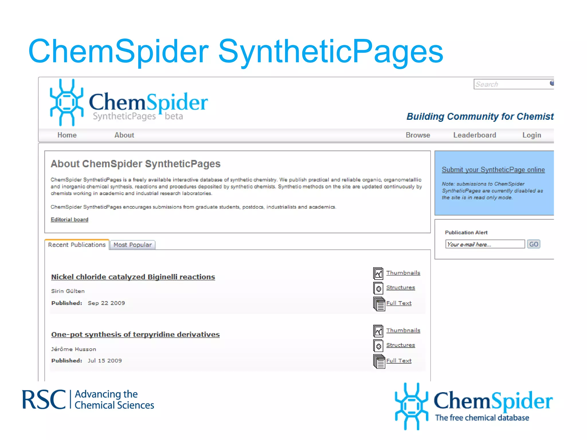 ChemSpider SyntheticPages 