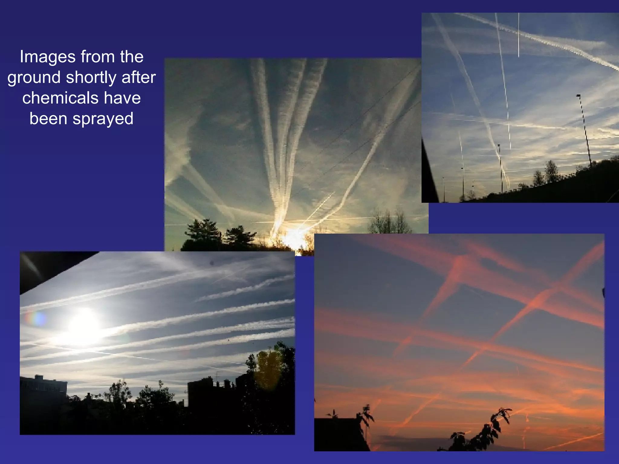 Images from the ground shortly after chemicals have been sprayed 