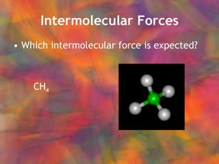 Intermolecular Forces Which intermolecular force is expected? CH 4 