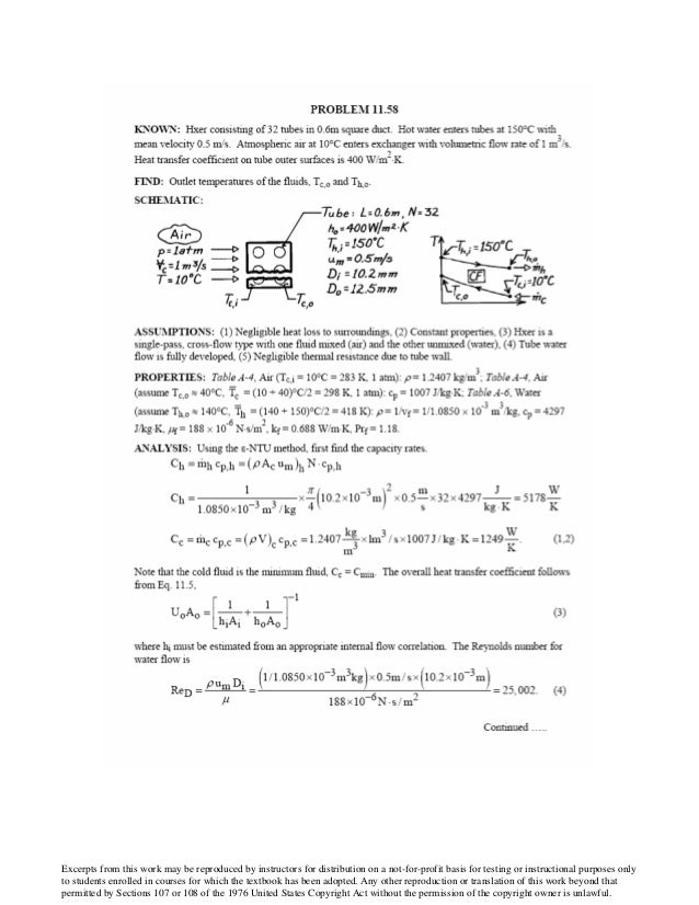 Heat transfer homework incropera