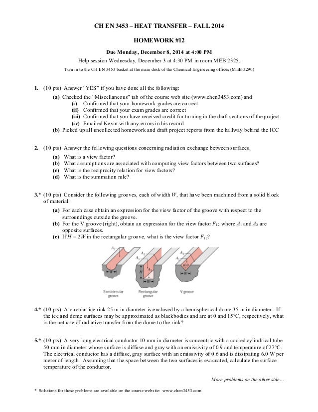 Heat Transfer Homework Help — Section 6 Heat Transfer by Convection