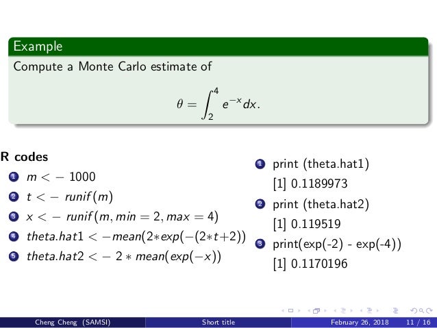 Qmc Undergraduate Workshop Introduction To Monte Carlo Methods With Qmc Undergraduate Workshop Introduction To Monte Carlo Methods With