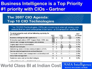 Business Intelligence is a Top Priority #1 priority with CIOs - Gartner 