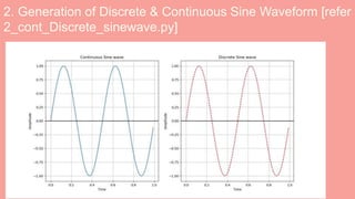 2. Generation of Discrete & Continuous Sine Waveform [refer
2_cont_Discrete_sinewave.py]
 