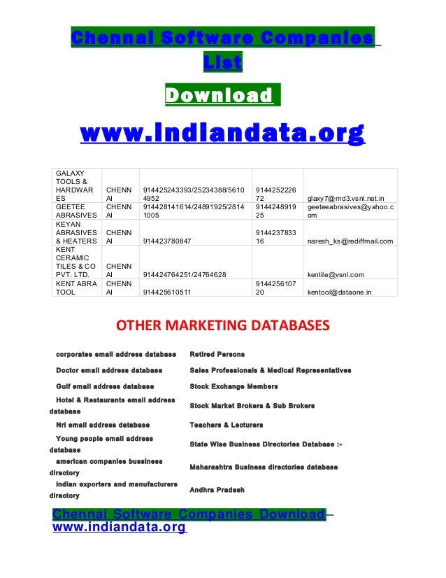 List of companies in chennai pdf995