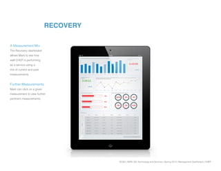 SCAD | SERV 325 Technology and Services | Spring 2013 | Management Dashboard | CHEP
RECOVERY
A Measurement Mix:
The Recove...