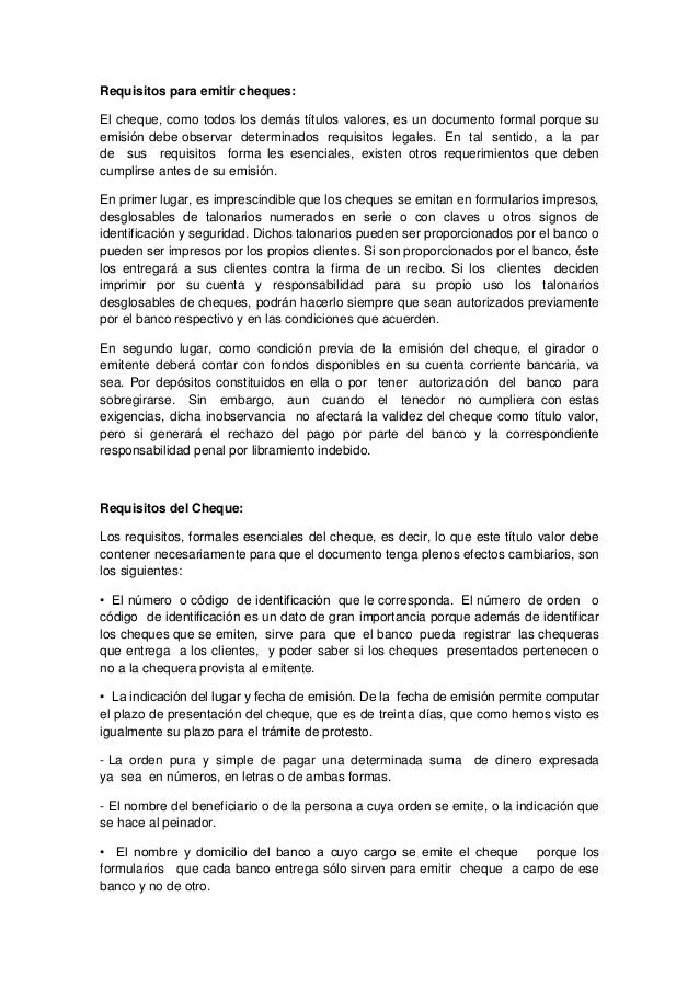 Requisitos Esenciales Del Cheque Creditojonmo