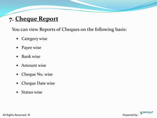 Cheque Utilization Cheque management software | PPTX
