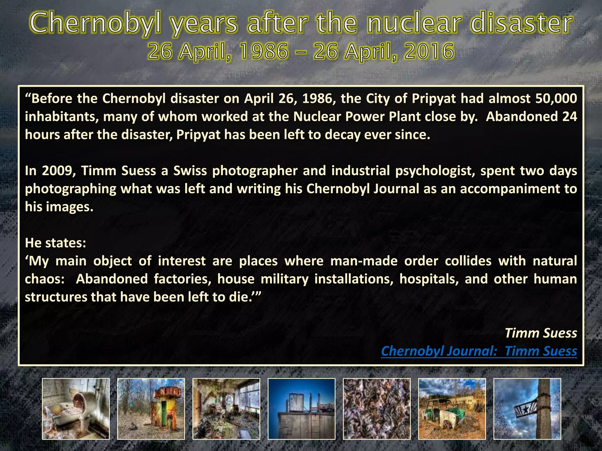 PowerPoint: Chernobyl years after the nuclear disaster – 26 April 1986 ...