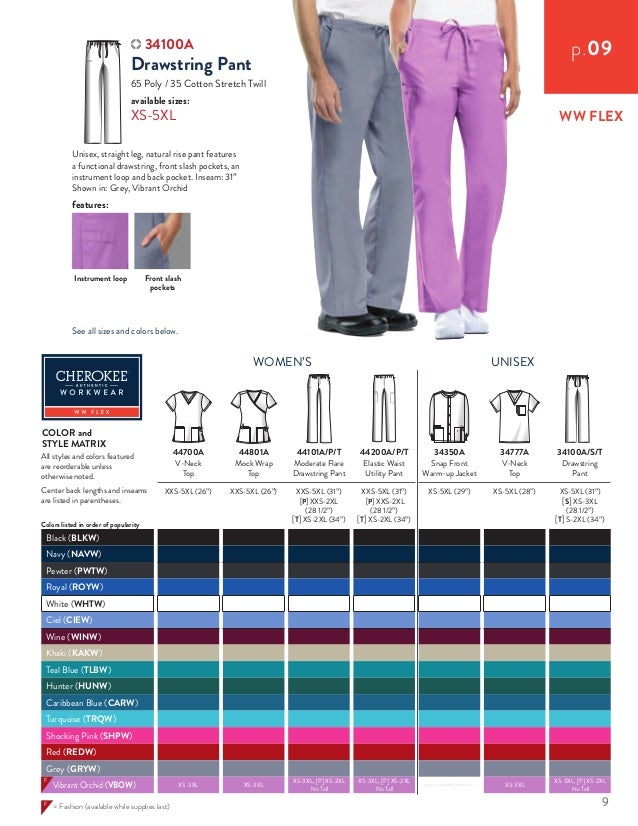 Cherokee Workwear Scrubs Color Chart