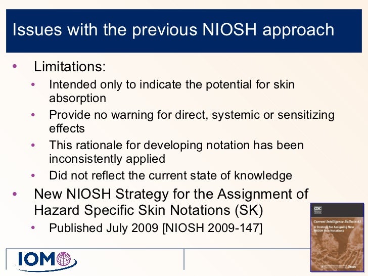 The new Niosh Skin Notation for chemicals