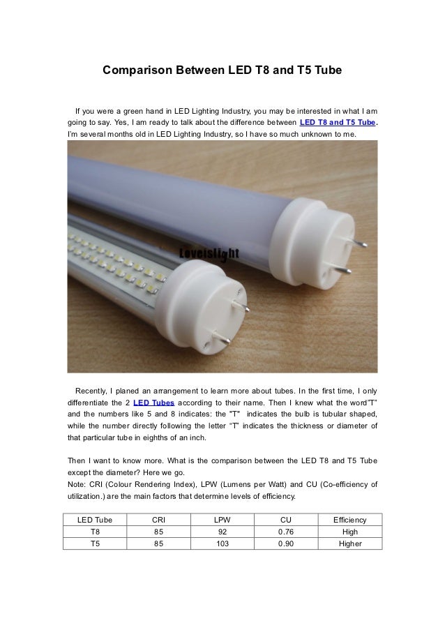 photo T5 Vs T8 comparison between led t5 tube and led