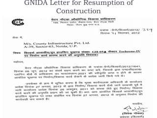 23 
GNIDA Letter for Resumption of Construction Call: 9540066656 

