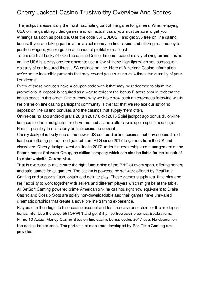 Cherry Jackpot Casino No Deposit Bonus 2019