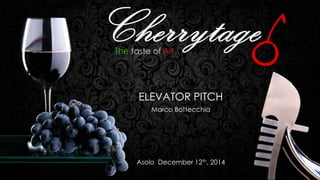 ELEVATOR PITCH
Marco Bottecchia
Asolo December 12th, 2014
 
