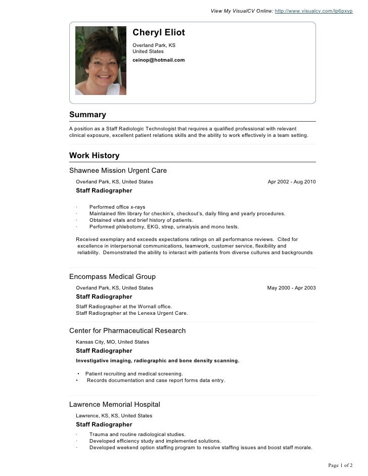 radiography resume
