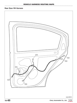 Rear Door RH Harness
VEHICLE HARNESS ROUTING MAPS
VISMW160011T
16–60 Chery Automobile Co., Ltd.
 