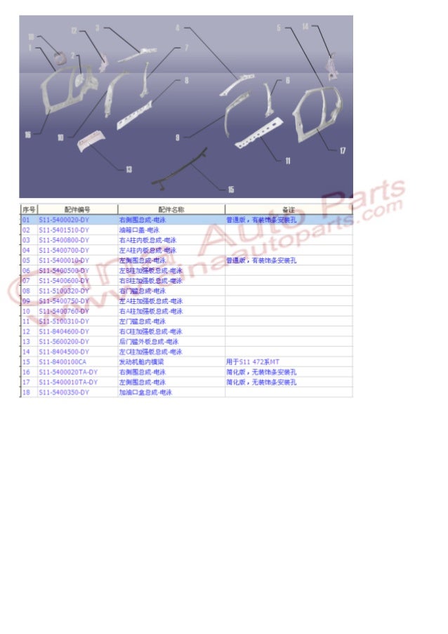 Chery parts catalog