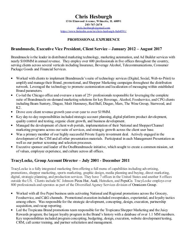 resume of chris hesburgh marketing advertising ad builder digital media professional resume
