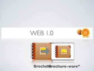 WEB 1.0



 Brochure
      “Brochure-ware”
 