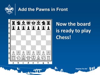 Add the Pawns in Front
Now the board
is ready to play
Chess!
 