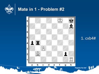 Mate in 1 - Problem #2
1. cxb4#
 