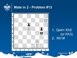 Mate in 2 - Problem #13
1. Qe4+ Kh5
(or Kh3)
2. Rh1#
 