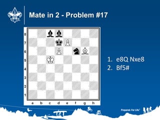 Mate in 2 - Problem #17
1. e8Q Nxe8
2. Bf5#
 