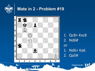 Mate in 2 - Problem #19
1. Qc8+ Kxc8
2. Nd6#
or
1. Nd6+ Ka6
2. Qa5#
 