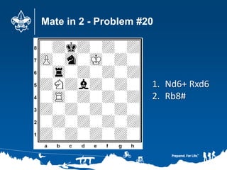 Mate in 2 - Problem #20
1. Nd6+ Rxd6
2. Rb8#
 