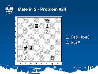 Mate in 2 - Problem #24
1. Re8+ Kxe8
2. Rg8#
 